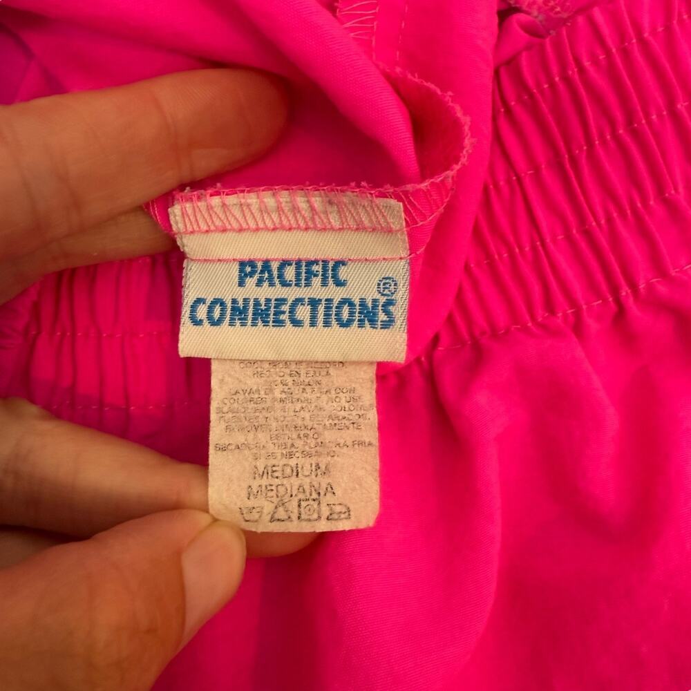 Pacific Connections Shorts Womens Medium Pink Neon 90s Vintage Windbreaker USA - Picture 5 of 7